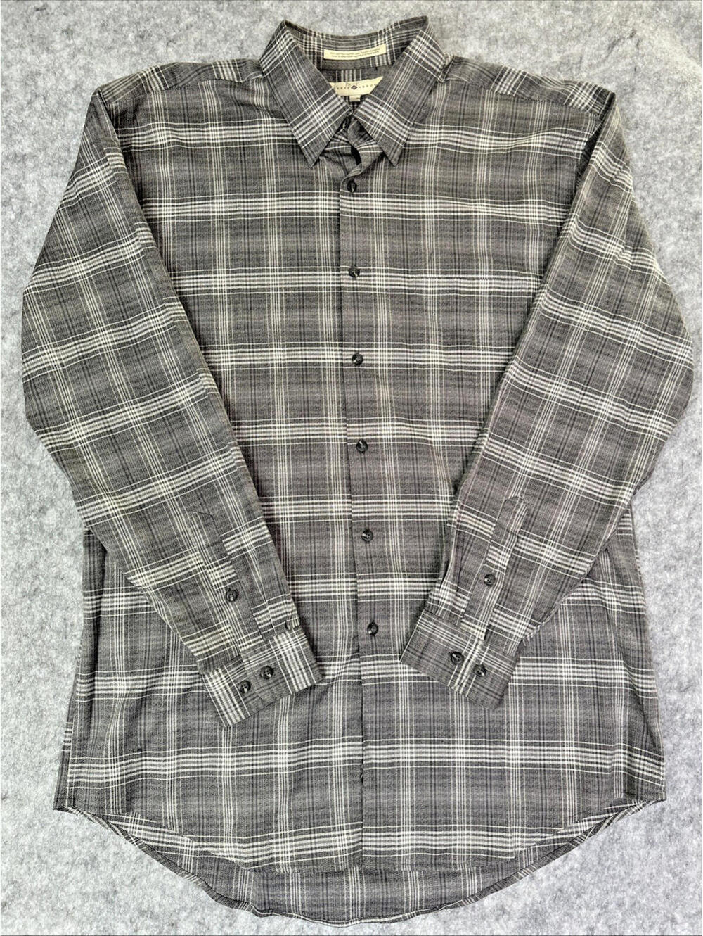 Joseph Abboud Long Sleeve Button Down/Collar Gray/White Plaid XL Cotton/Rayon